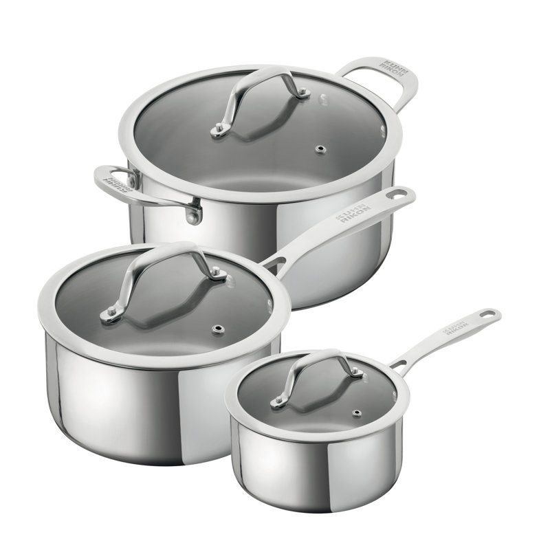 Kuhn Rikon Allround Stainless Steel Induction Safe 3-Piece Mixed Cookware Set