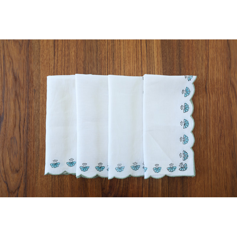 Flowery Border Table Placemat 20x20 Inch, Blue