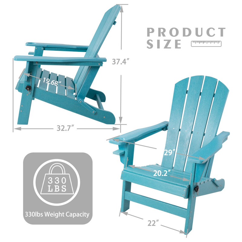  Chaise de patio pliante Adirondack, Bleu