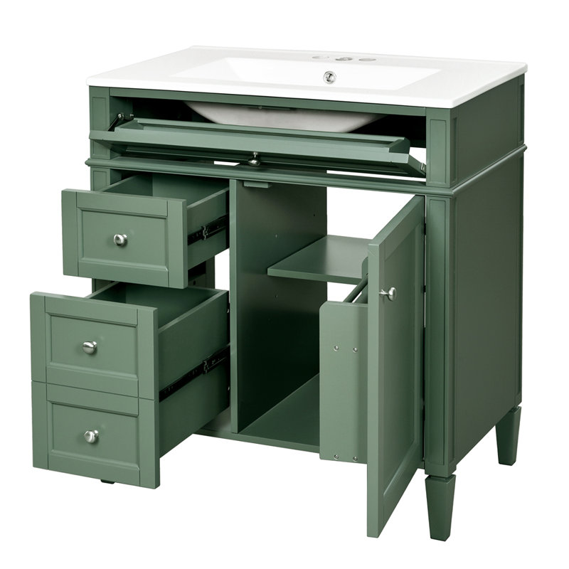 Meuble-lavabo de 30 po avec lavabo supérieur, Vert