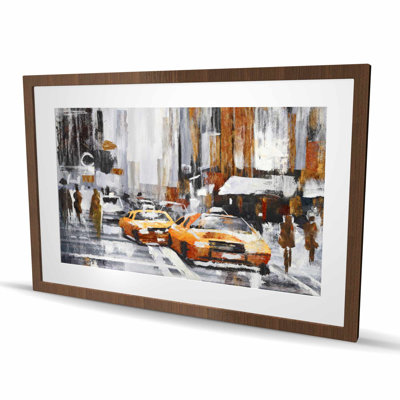 Abstract City Street with Yellow Taxis | Framed Print Decor