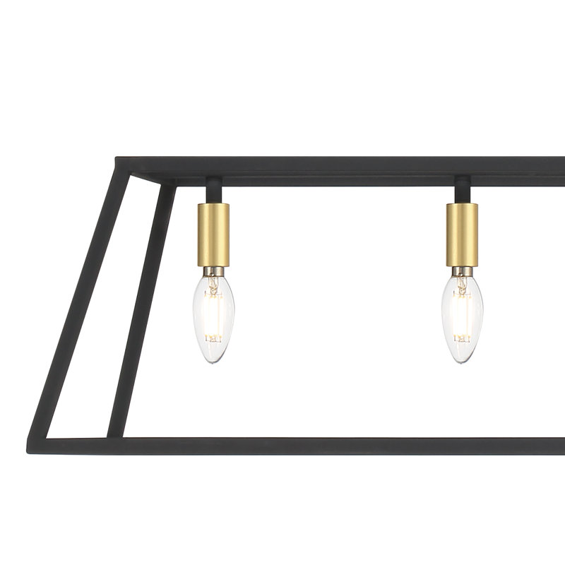 Lustre rectangulaire à 7 lumières pour îlot de cuisine en acier à intensité variable certifié UL