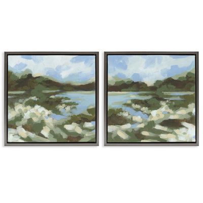  Vivid Impressionist Landscape 2 PC Framed Floater Canvas Set by June Erica Vess