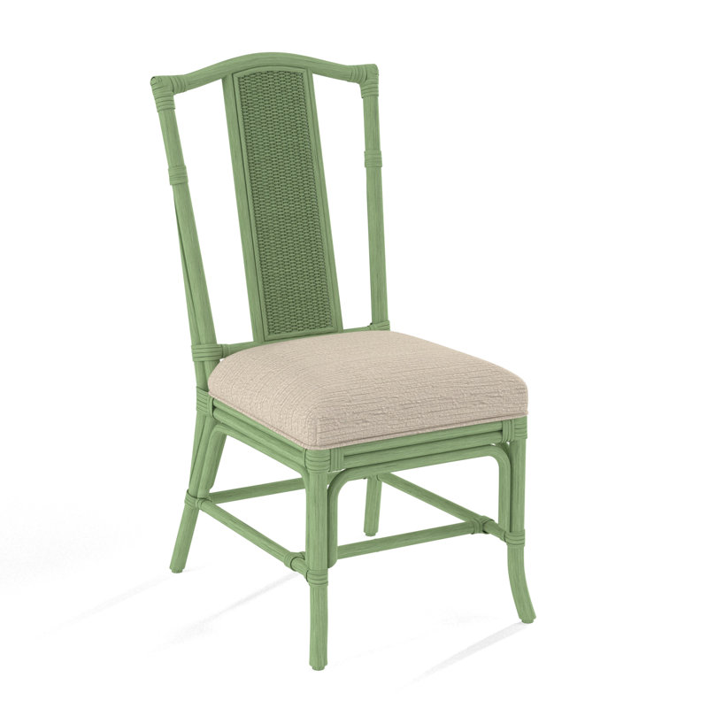 Drury Lane Slat Back Side Dining Chair, Beige Performance Fabric; 0851-73, Celery