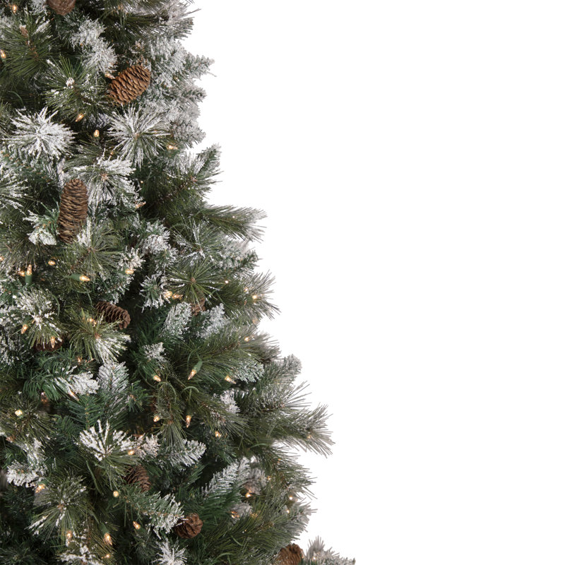 6.5' Pre-lit Snow Valley Pine Artificial Christmas Tree Clear Lights