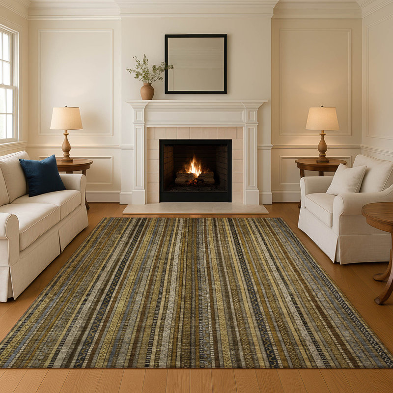Tapis à rayures Baford AMF1654 lavable à la machine de qualité supérieure, Rectangle 2 pi 6 po x 3 pi 10 po
