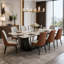 Chaises de salle à manger modernes en similicuir deux tons avec capitonnage géométrique et pieds en métal-824206098