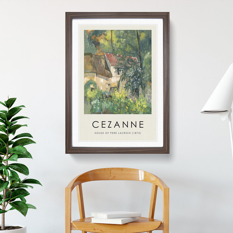 House of Pere Lacroix by Paul Cezanne - Picture Frame Painting, Walnut Framed, 36cm H x 27cm W x 2cm D