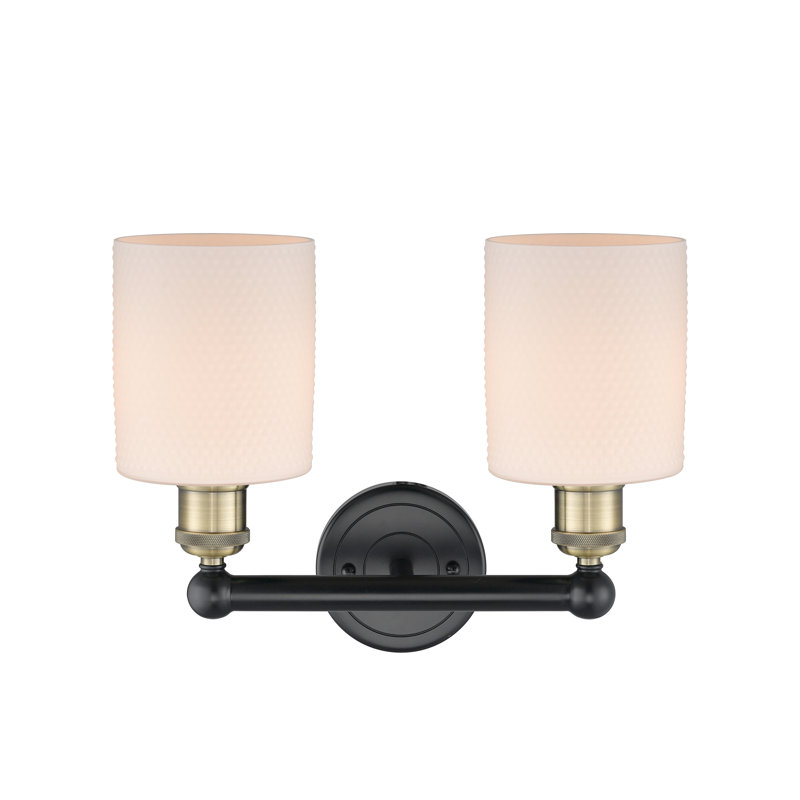 2 - Light Dimmable Vanity Light, Black Antique Brass, Matte White