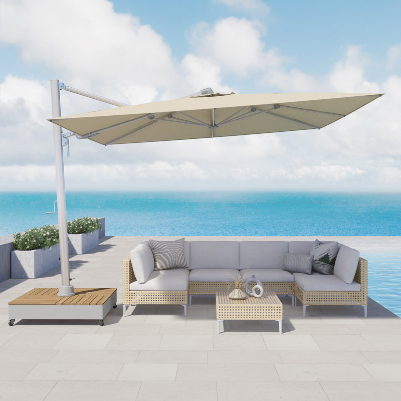 Menades 157.48'' x 118.11'' Rectangular Cantilever Umbrella, Silver