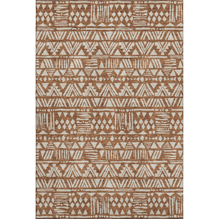 Premium Machine Washable Prisco Terracotta Rug