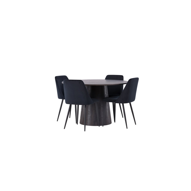 Villegas 4 - Person Dining Set, Black, Black, Black