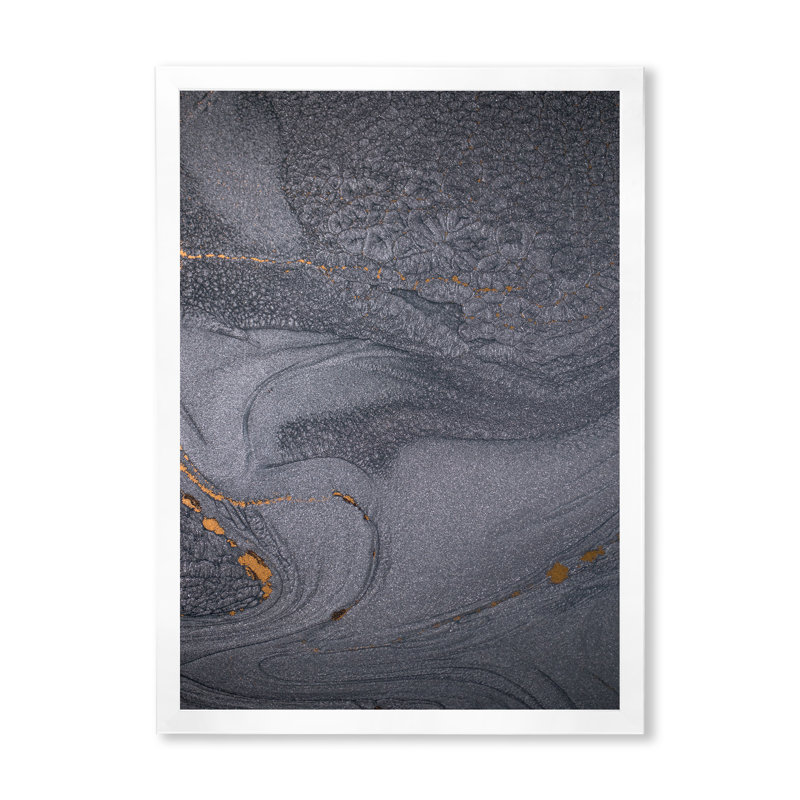 «Dramatic Grey», impression sur toile monochrome fluide moderne, H 20 po x l 12 po x P 1 po, Cadre photo blanc