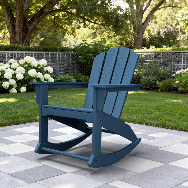 HDPE Wooden Rocking Adirondack Chair, Navy