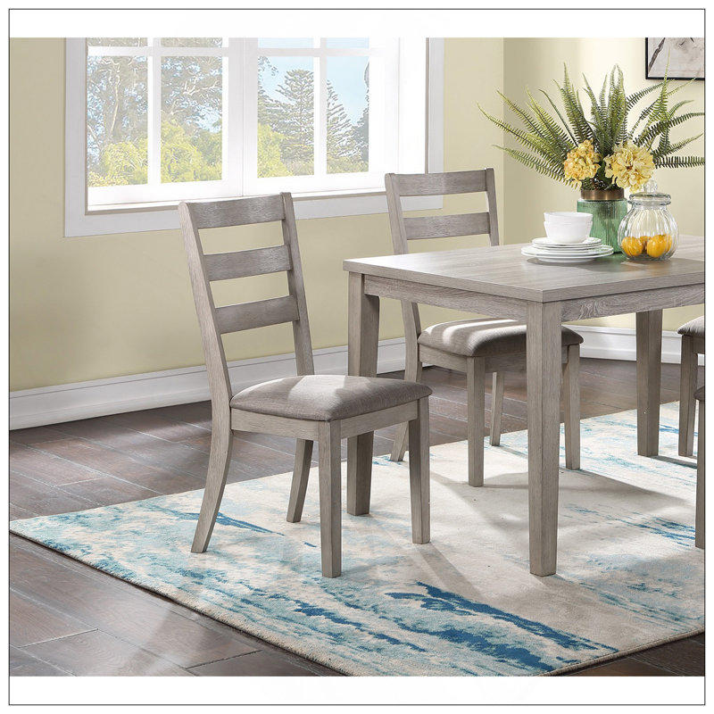 Classic Stylish Natural Finish 5Pc Dining Set Kitchen Dinette Wooden Top Table And Chairs Cushions Seats Ladder Back Chair Dining Room