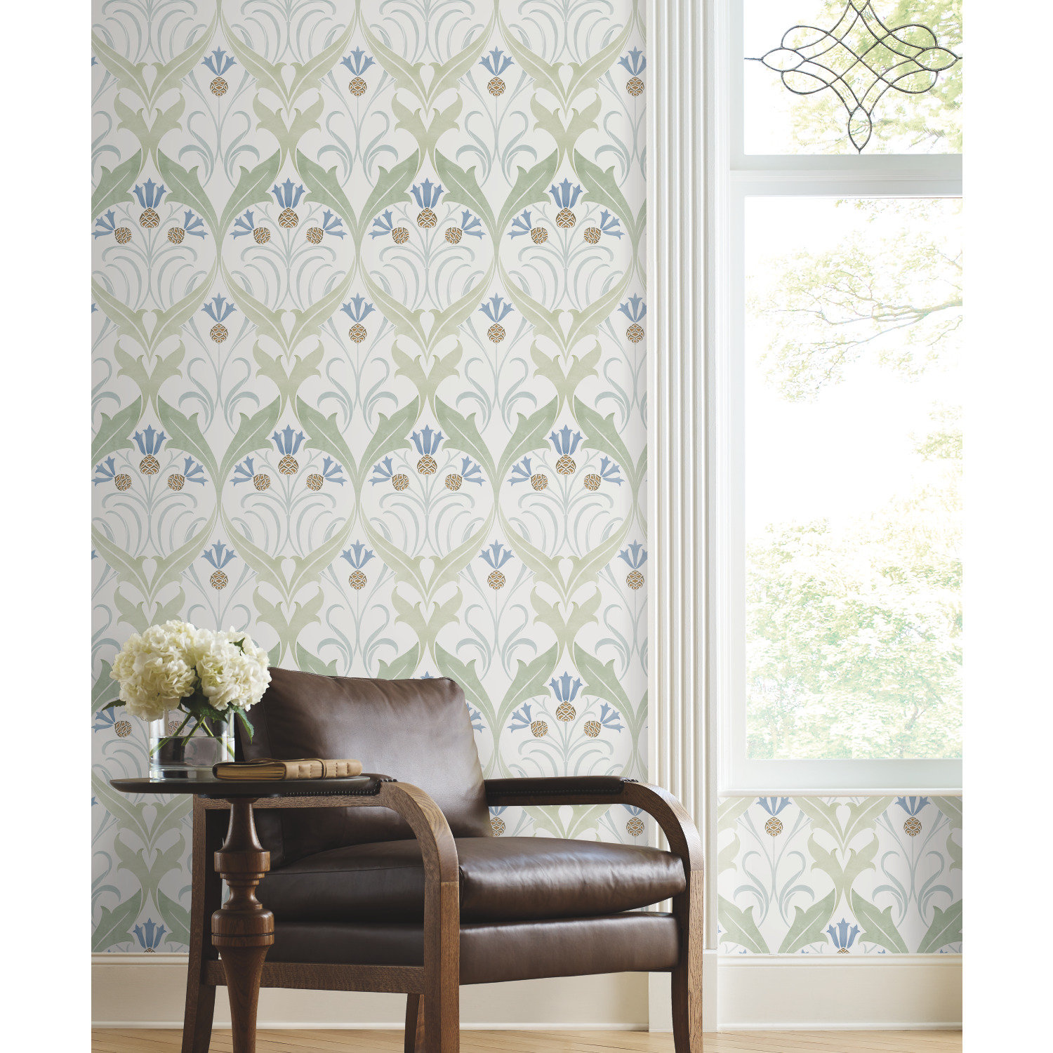 Harmon Floral Wallpaper, Green/Blue