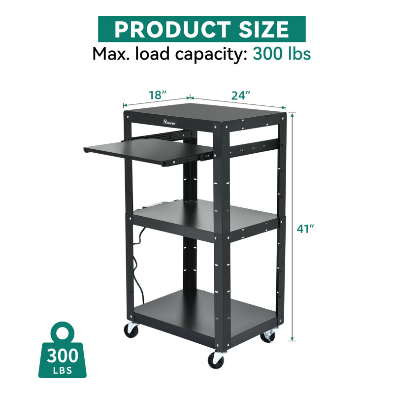 41'' H x 24'' W AV Cart with Wheels