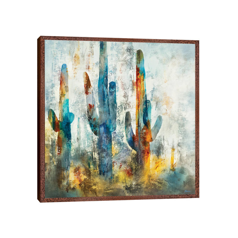 Saguaro Forest by Scott Brems - Print on Canvas, Classic Brown Wood Floater Framed, 45.72cm H x 45.72cm W x 3.81cm D