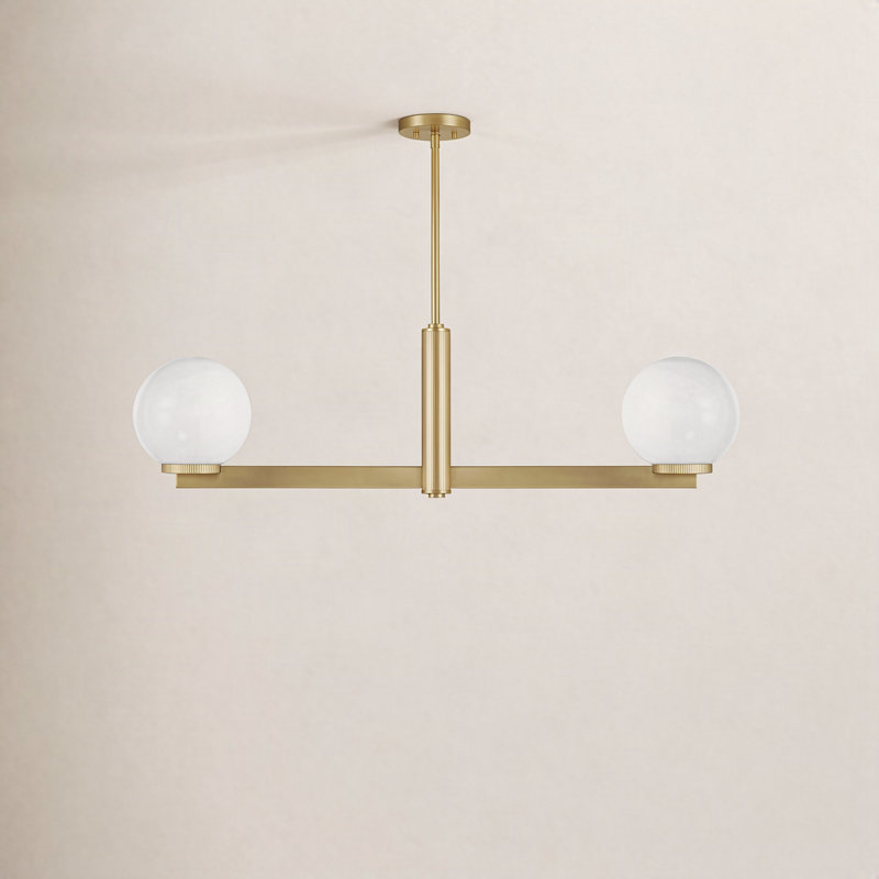 Oshra 2-Light Linear Chandelier in Natural Brass, Natural Brass