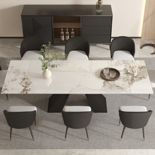 78.74'' To 110.23” Extendable Rectangular Sintered Stone Dining Table Seat 8-10