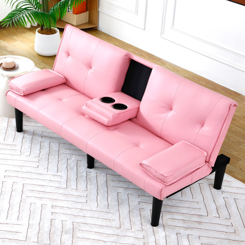 Pink 67-Inch Bed With Cup Holder And Fabric For Long - Lasting Use 67 , , 2, Pink