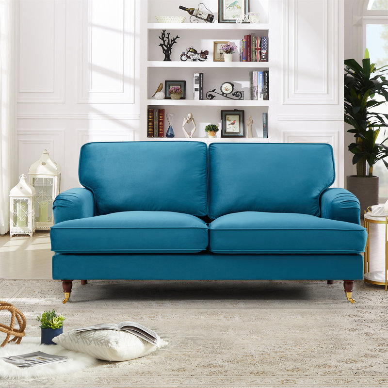 Gorby Velvet Sofa, Teal, 2