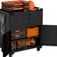 Armoire à outils sur roulettes de 34,55 po de hauteur, poste de travail mobile tout-en-un avec tablette réglable, glissières de tiroir silencieuses et panneaux latéraux perforés en métal noir, 3 tiroirs, 2 verrouillables