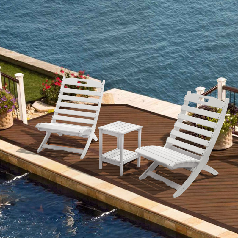 Chaise Adirondack pliante en plastique Alexeya, Blanc