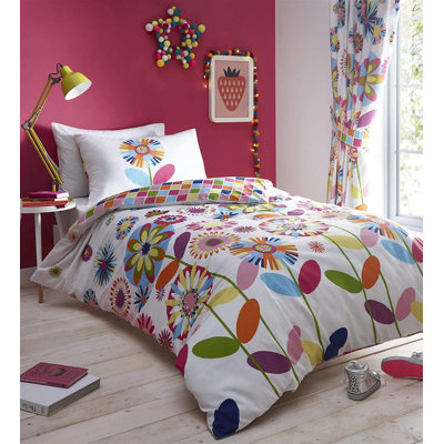 Ypsilanti White/Orange/Blue/Yellow 56 TC Reversible Duvet Cover Set