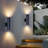 14" Modern Outdoor Porch Light Patio Light In 2 Lights With Aluminum Cylinder And Tempered Glass Cover Waterproof Wall Sconce 2 Pack (Matte Black)(Bulbs NOT Included)