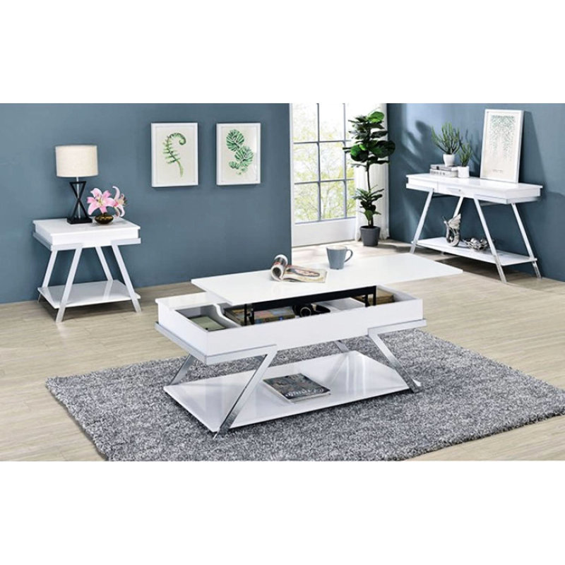Stylish High Gloss Table With And Drawer Function Gorgeous Console Open Shelf