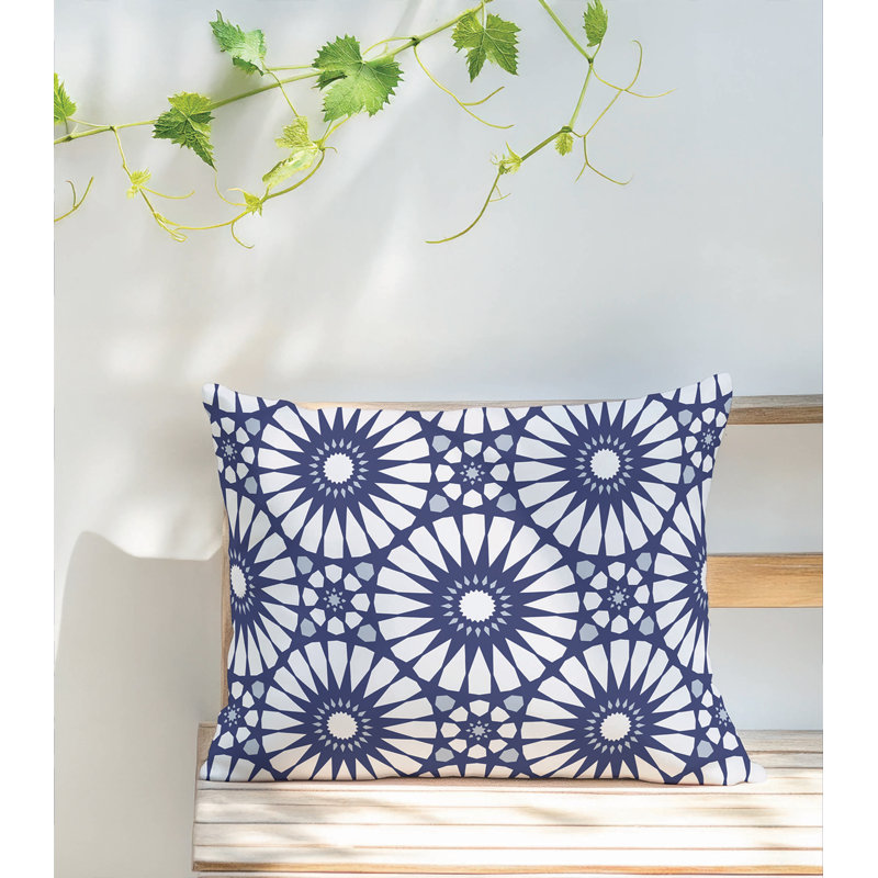 Coussin lombaire d'extérieur à motif géométrique Sylvia, Marine