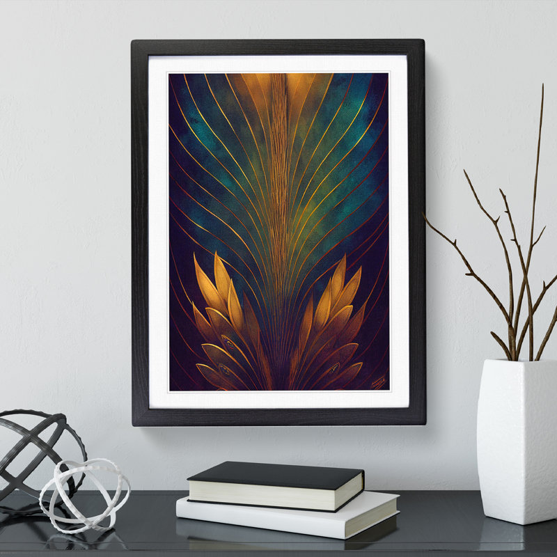 XV1022-4018X Special Feathers No.1 - Single Picture Frame Print, Black, 64cm H x 46cm W x 2cm D