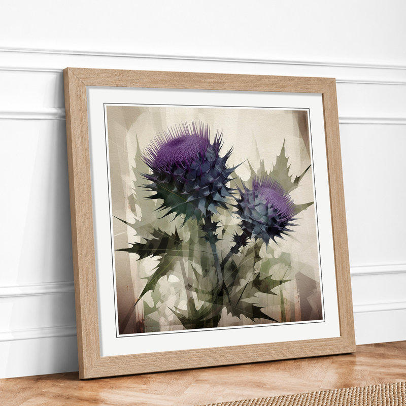 Thistle Constructivism - Framed Print, Oak