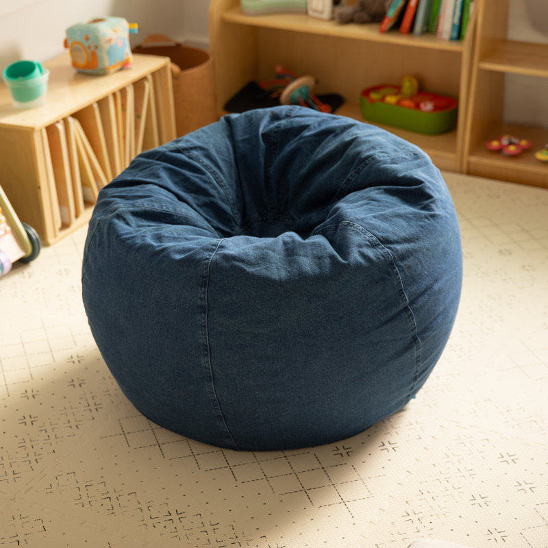 Fauteuil à billes en coton Classic, Petit, Sergé de coton bleu