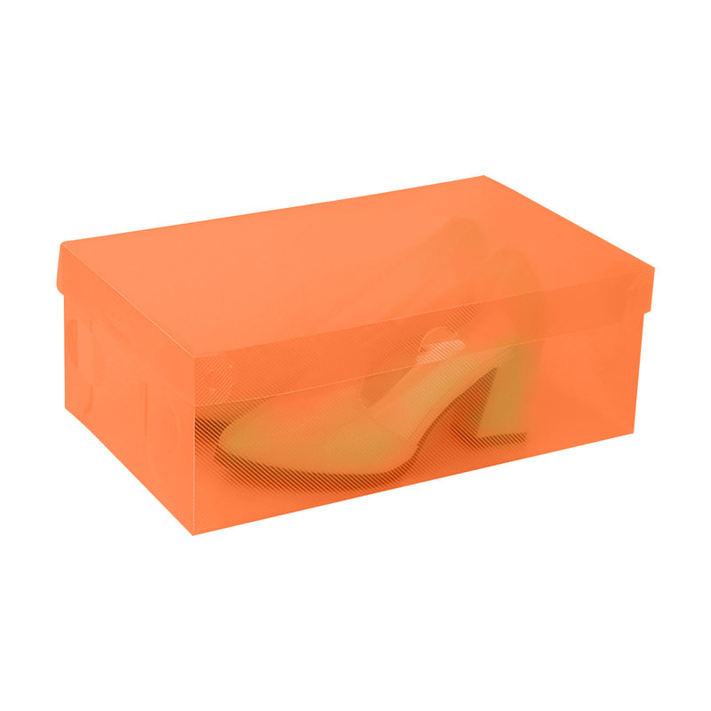 Hot-Sell-Foldable--Plastic-Shoe-Boxes--Organizer-Storage-Stackable-Tidy-Box OR, Orange