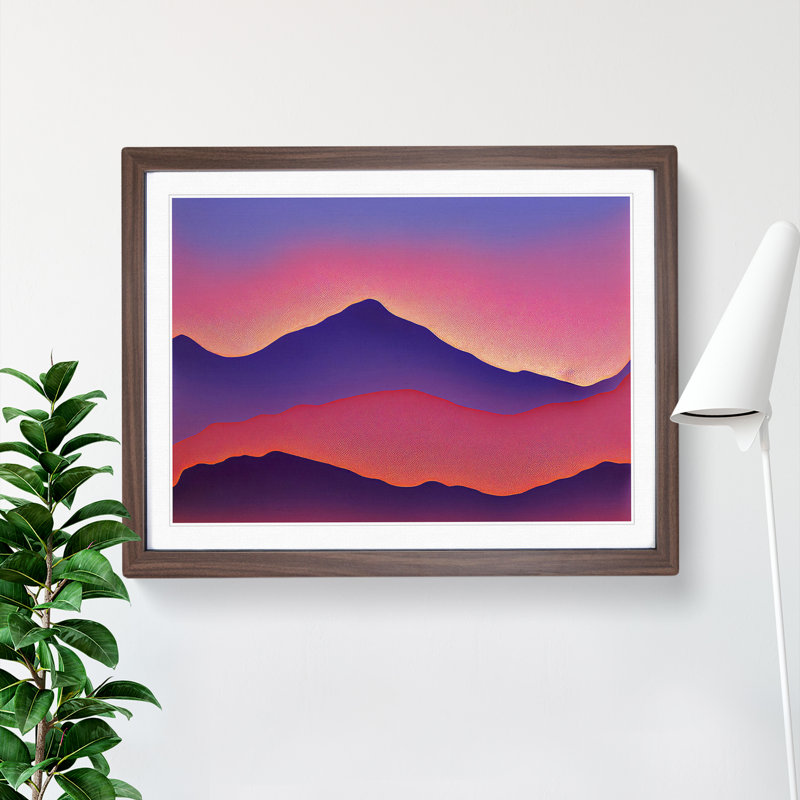 Ethereal Abstract Mountains - Framed Print, 46cm H x 64cm W x 2cm D, Walnut