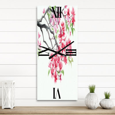 Red Blossoming Tree - Traditional Wall Clock