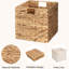 Paniers de rangement en osier avec doublure, cube en jacinthe d'eau tissé à la main pour l'organisation-1155184234