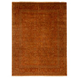 Hand Knotted Wool Oriental Area Rug in Rust
