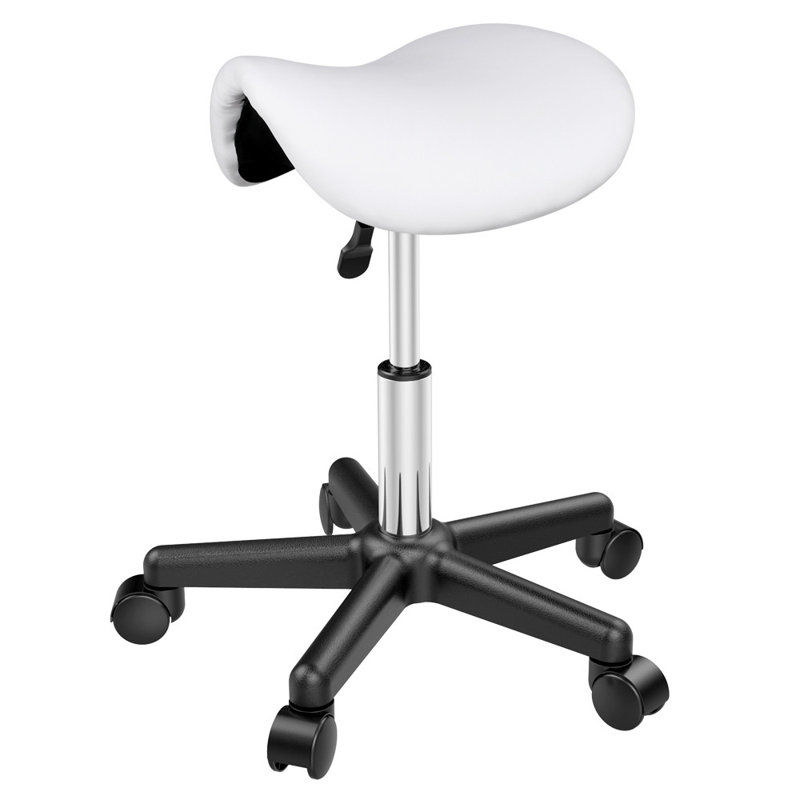 Adjustable Height Lab Stool Wheels, White