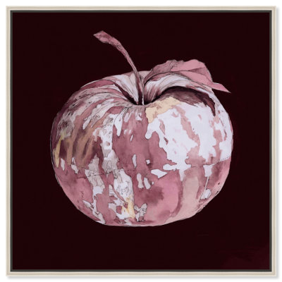 Décoration murale de cuisine « Pomme fragile » encadrée par Art Remedy, cadre argenté, 30 x 30 cm