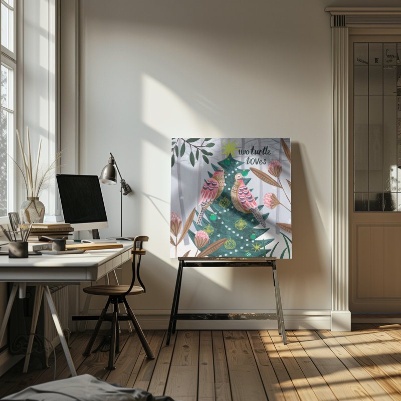 "Two turtle Doves" Wrapped Canvas Wall Art, 16" H x 16" W