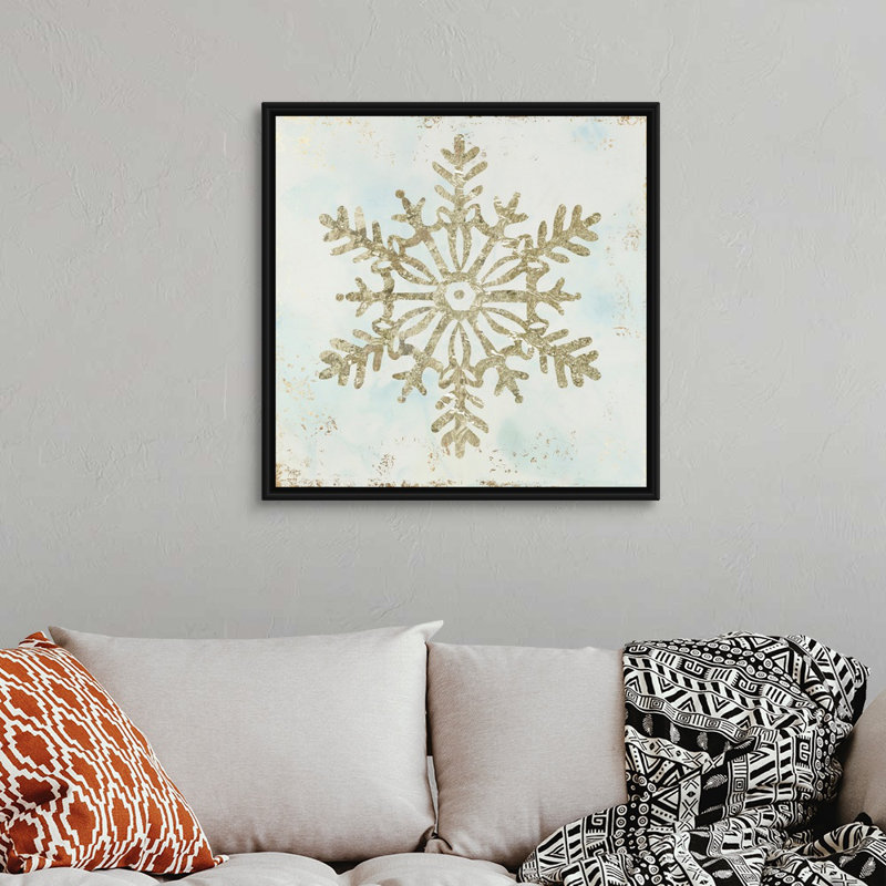 Flocon de neige étincelant III-reproduction d’art sur toile, Cadre noir, 32" H x 32" W x 1.75" D