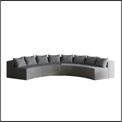 Corduroy Curved Sectional Foam Sofa 12 Pillows 6 Modules for Bedroom etc by Latitude Run
