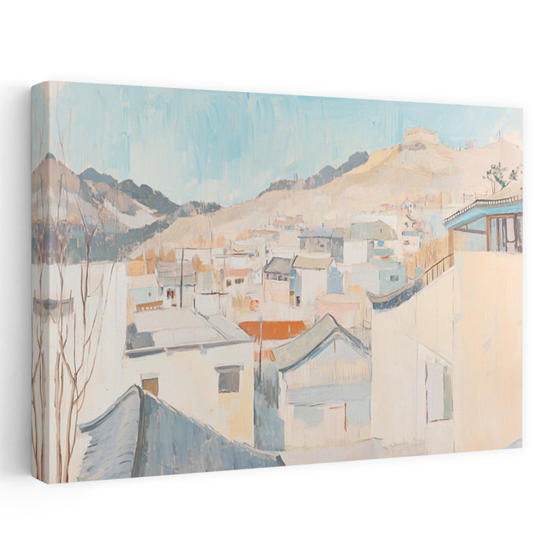 Pastel Cityline - Contemporary Hillside Village, couleurs pastel, H 48 po x l 32 po
