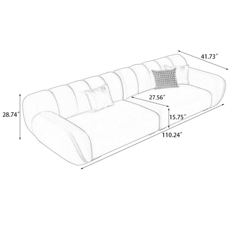 Canapé modulaire bleu en polyester, 28,74 po H x 110,24 po L x 41,73 po P, 4, Bleu