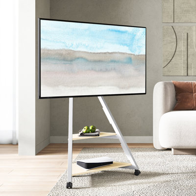 Carshalt 30.4" W Steel Mobile Floor TV Stand with Shelves
