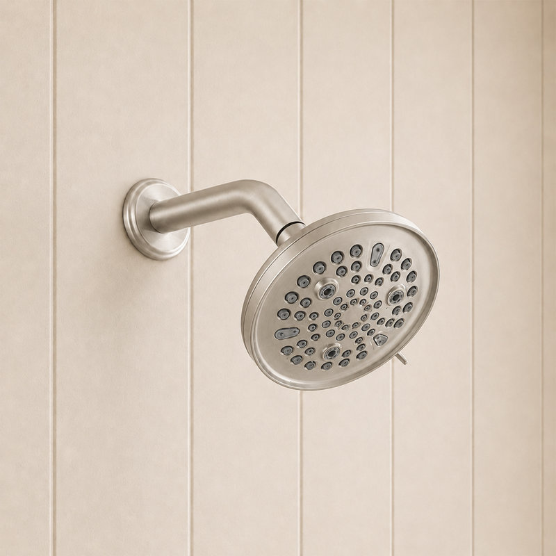 Nova 5.5 in. 9-Spray Round Fixed Shower Head, Brushed Nickel