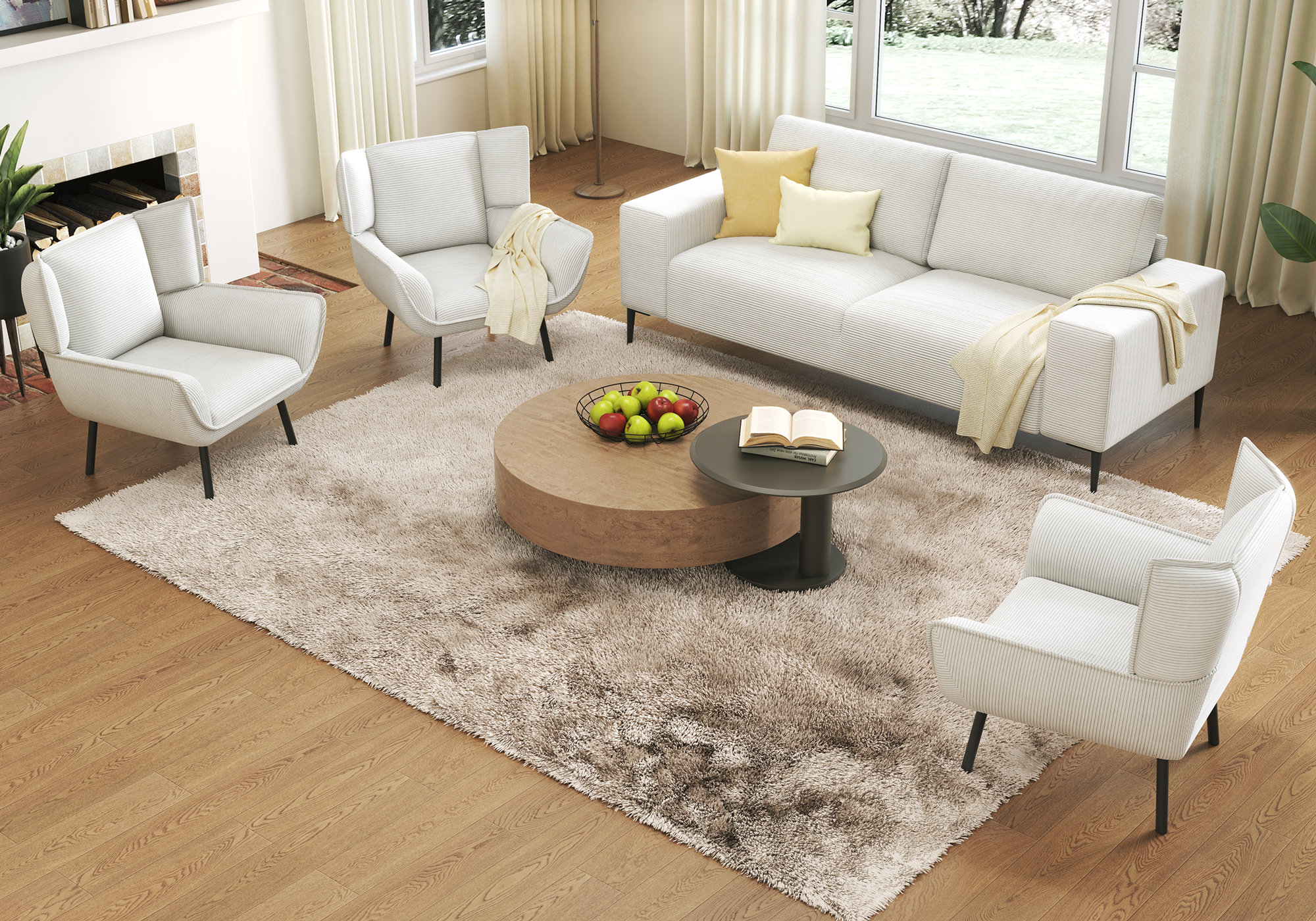 Wade Logan® Brynnly 89 in Comfy Sofa Couch with Extra Deep Seat 3 Seater Sofa Chair Set for